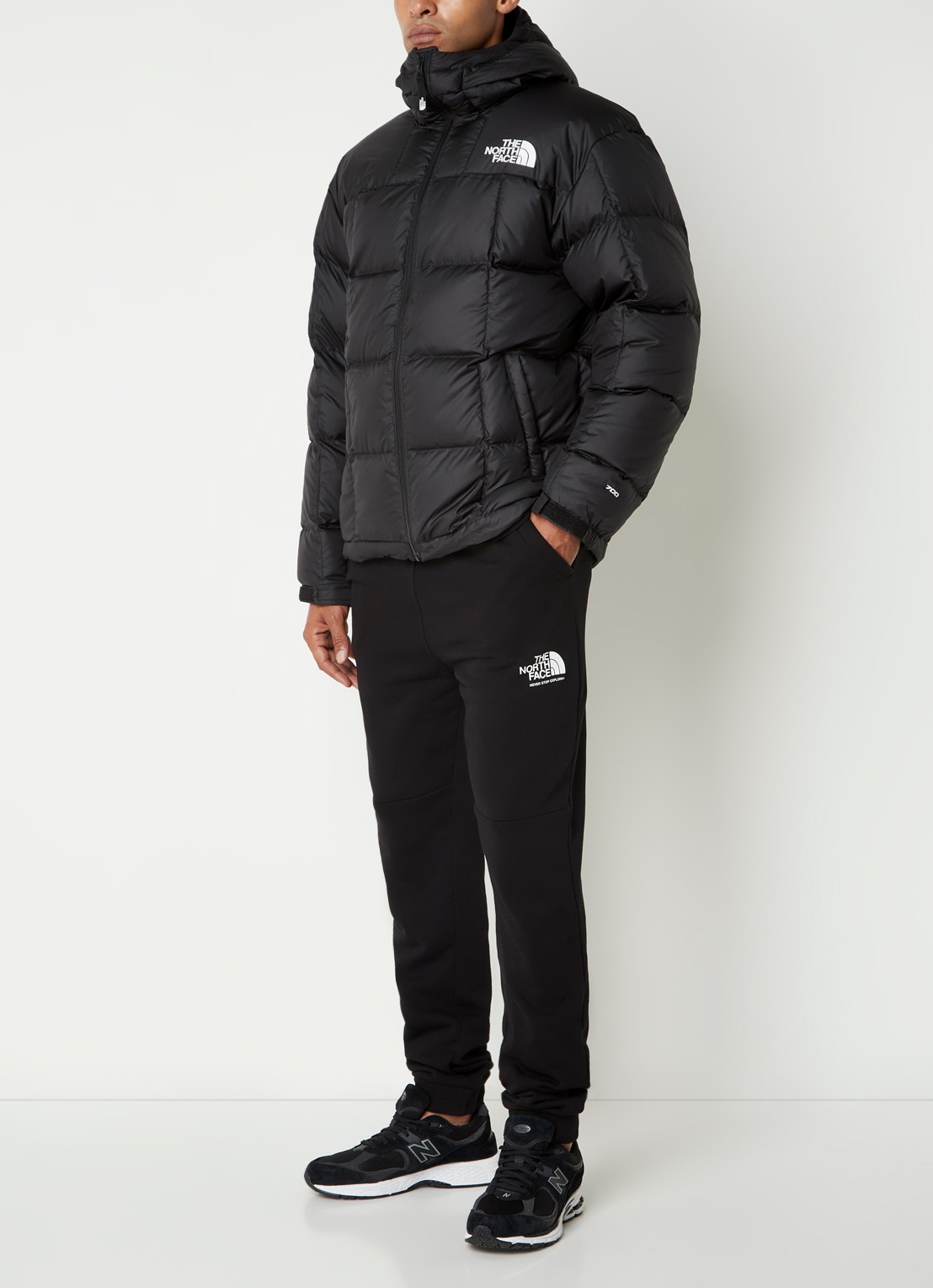 The North Face Lhotse puffer jack met donsvulling en logo - voorkant 4 zwart