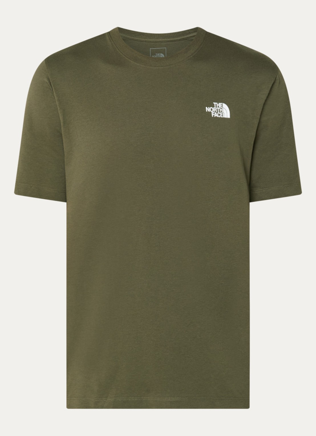 The North Face NSE Box Celebration T-shirt met logo- en backprint - voorkant bronsgroen