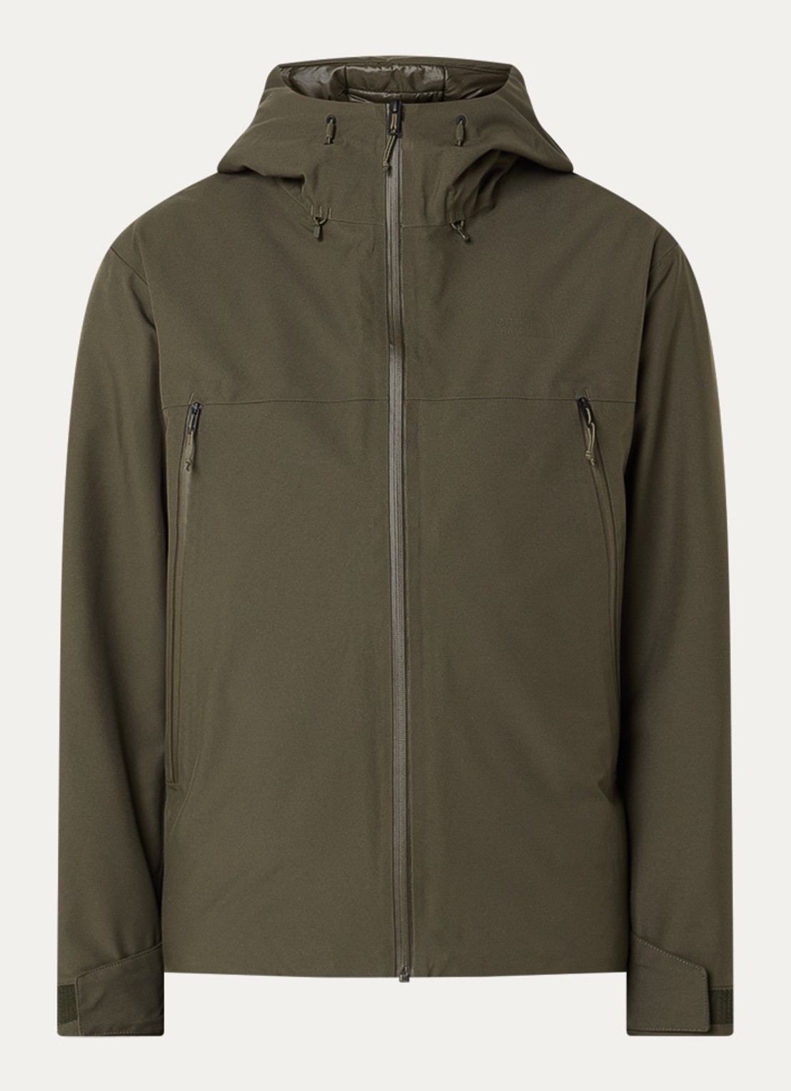 The North Face Range gewatteerd jack met donsvulling en capuchon - voorkant olijfgroen