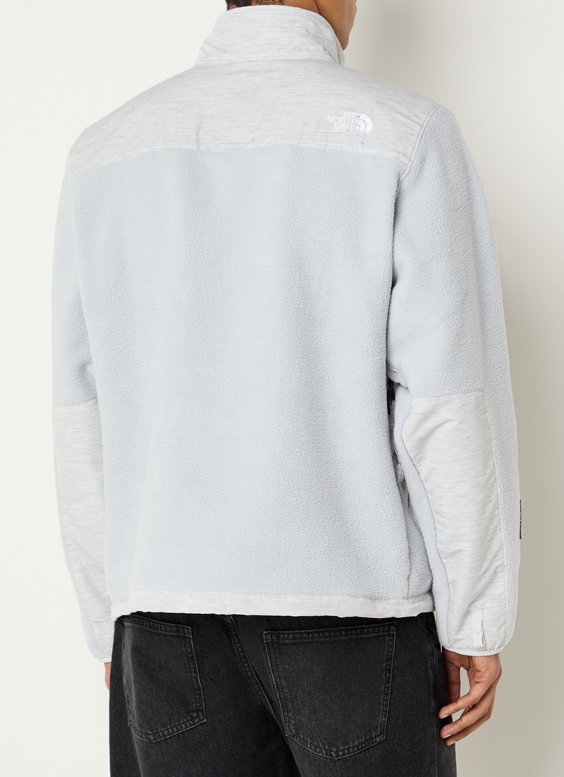The North Face Re-grind Denali jack van fleece met gemêleerd dessin - achterkant grijsmele