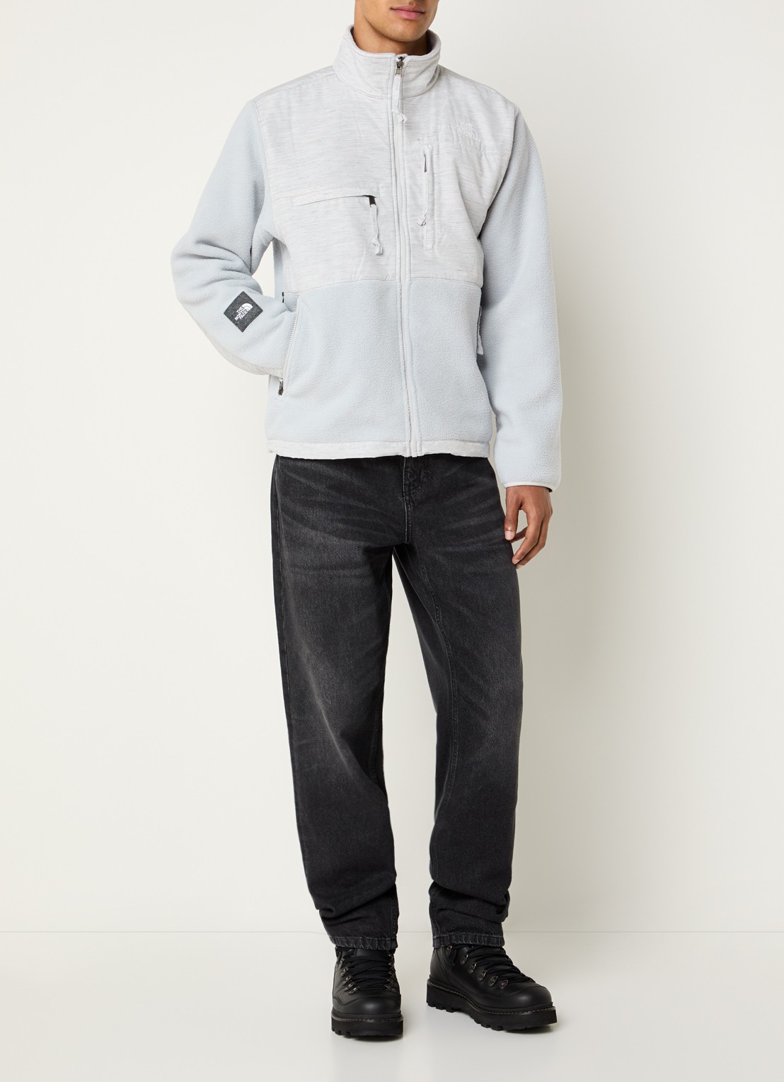 The North Face Re-grind Denali jack van fleece met gemêleerd dessin - voorkant 4 grijsmele