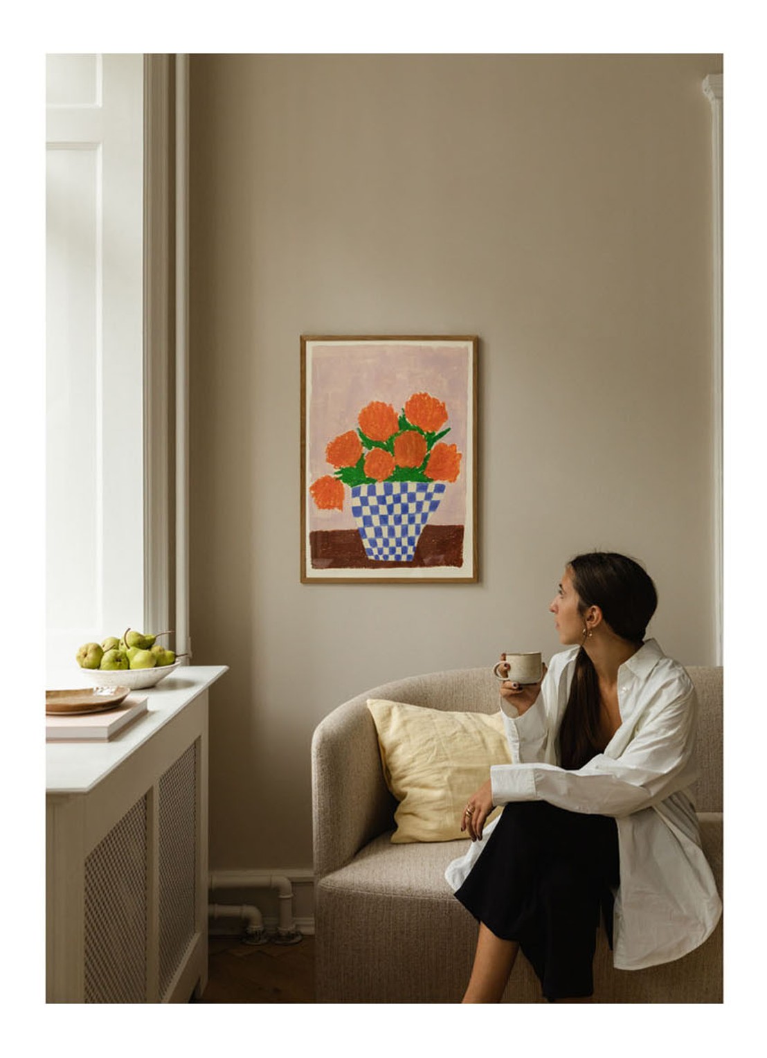 THE POSTER CLUB Carla Llanos, Orange Flowers print - achterkant 4 multicolor