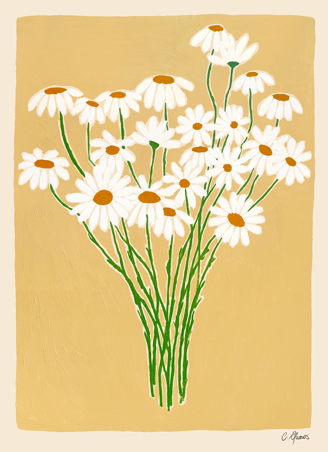THE POSTER CLUB Daisies, Carla Llanos print - voorkant geel