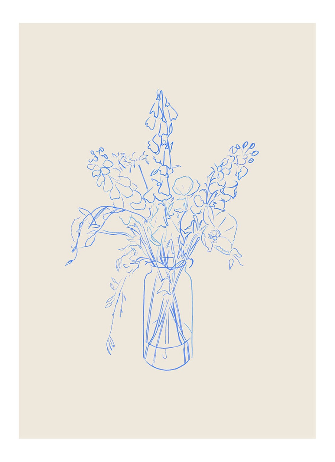 THE POSTER CLUB Flower Study, Chloe Purpero Johnson print - voorkant blauw
