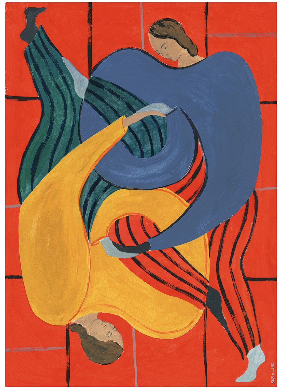 THE POSTER CLUB Hold You - Red, Sofia Lind print - voorkant rood