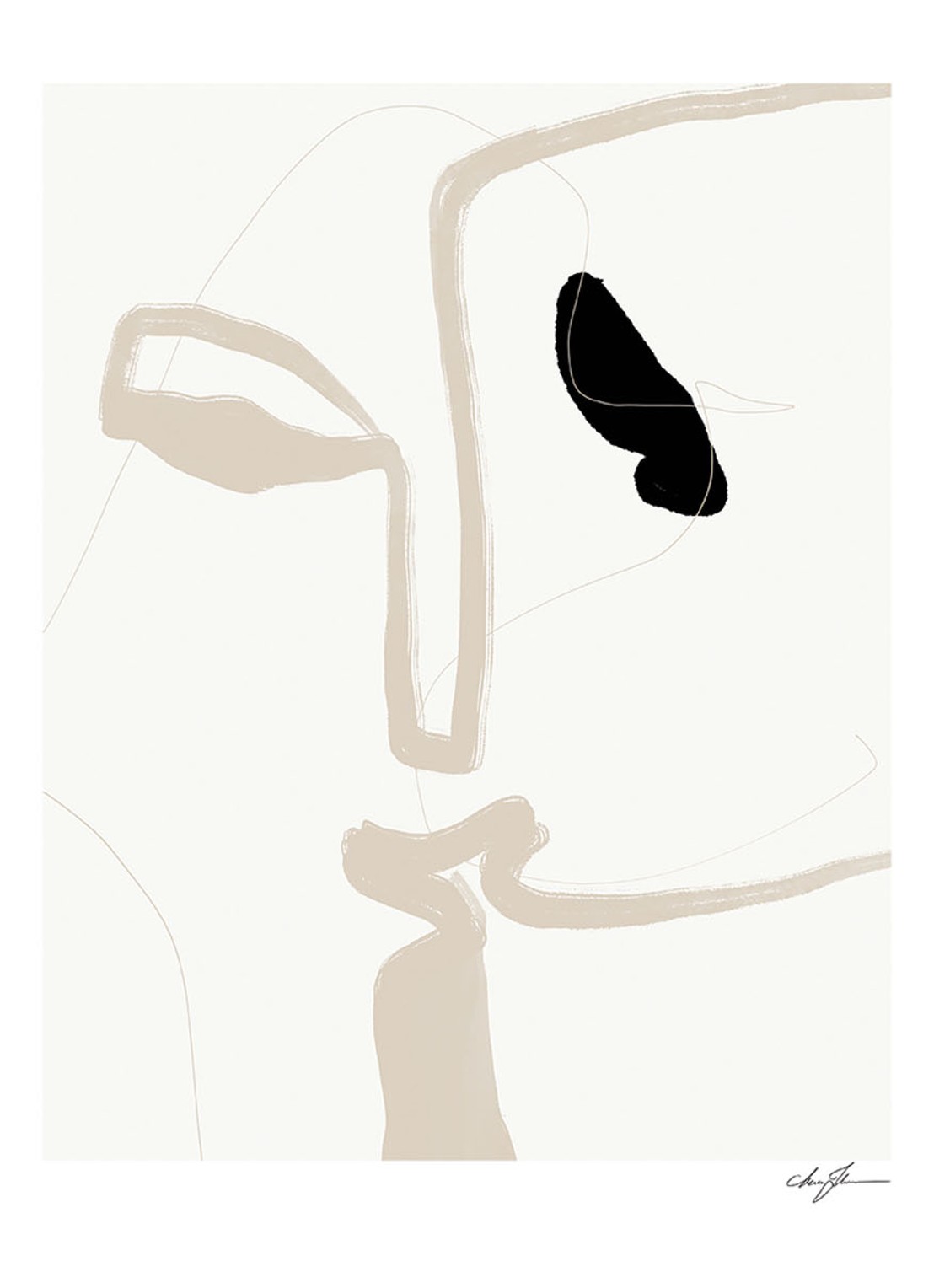 THE POSTER CLUB Kiss, Anna Johansson print - voorkant beige