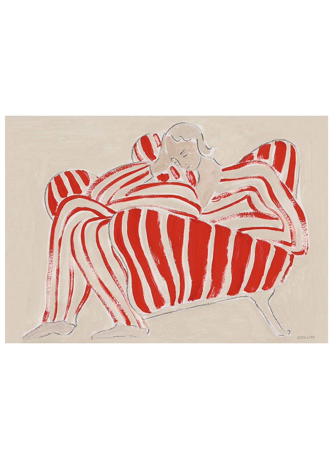 THE POSTER CLUB Red Chair, Sofia Lind print - voorkant rood