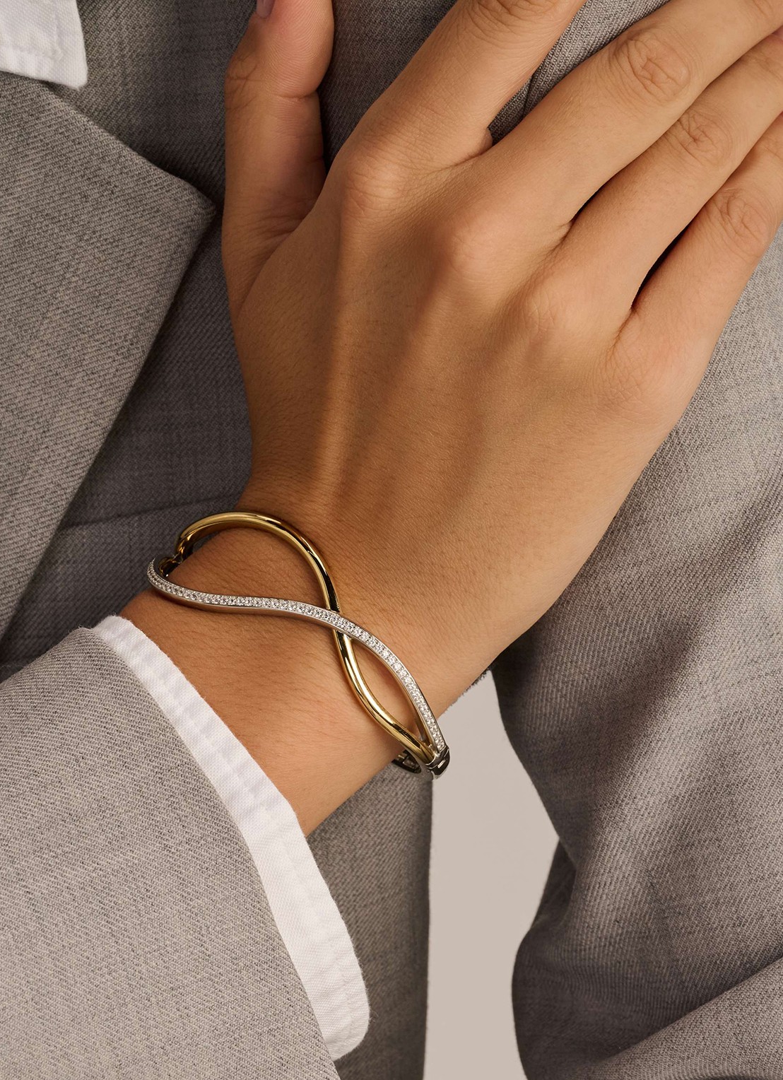 TI SENTO - Milano Bangle met zirkonia 23101ZY - voorkant 7 zilver