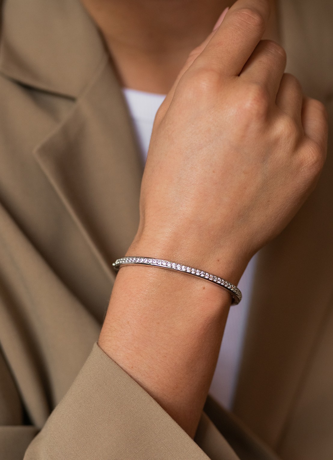 TI SENTO - Milano Bangle van zilver met zirkonia 2298ZI - voorkant 2 zilver