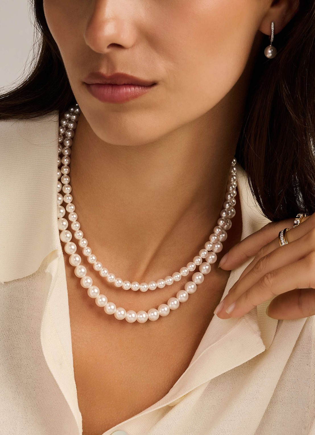 TI SENTO - Milano Ketting met parels 34135PW - voorkant 5 parelmoer