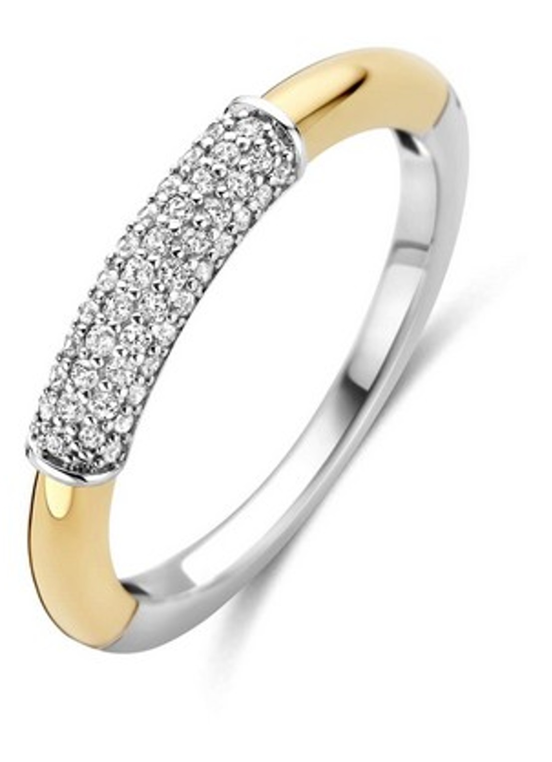 TI SENTO - Milano Modern Pavé ring 12437ZY - voorkant 4 goud