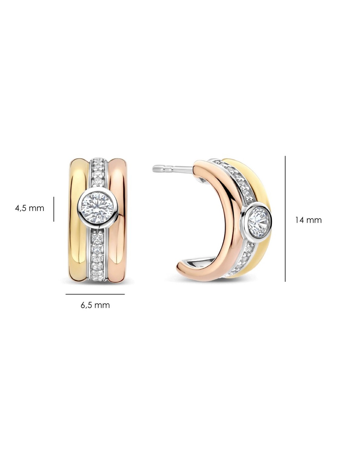 TI SENTO - Milano Oorringen met zirkonia 78085TZ - detail 2 goud