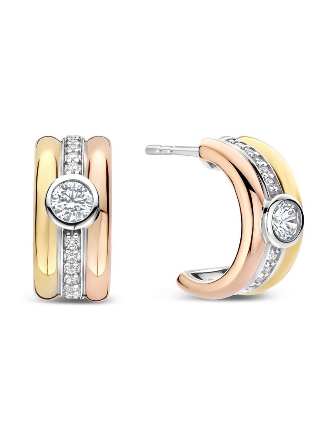 TI SENTO - Milano Oorringen met zirkonia 78085TZ - voorkant 3 goud