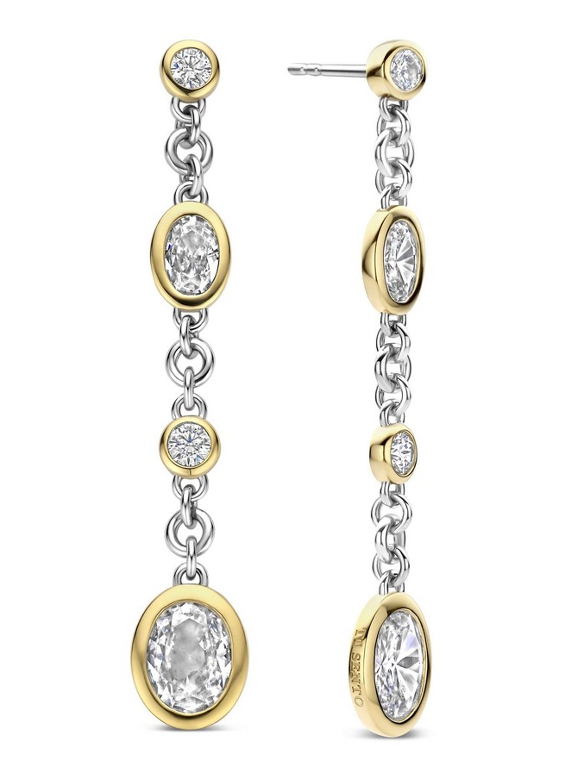TI SENTO - Milano Oorstekers met zirkonia 78104ZY - voorkant goud