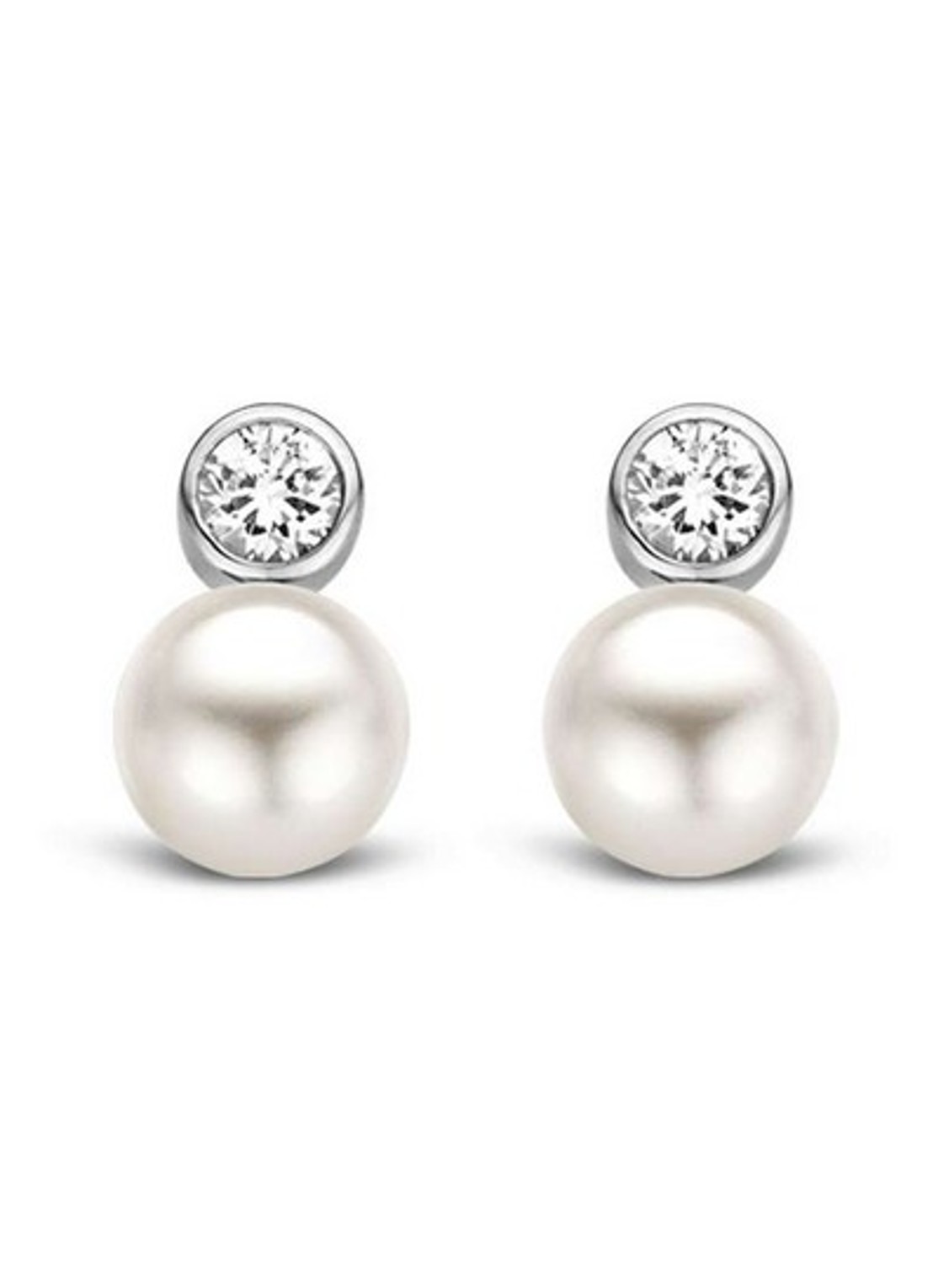 TI SENTO - Milano Oorstekers van zilver met zirkonia 7590PW - detail 2 parelmoer