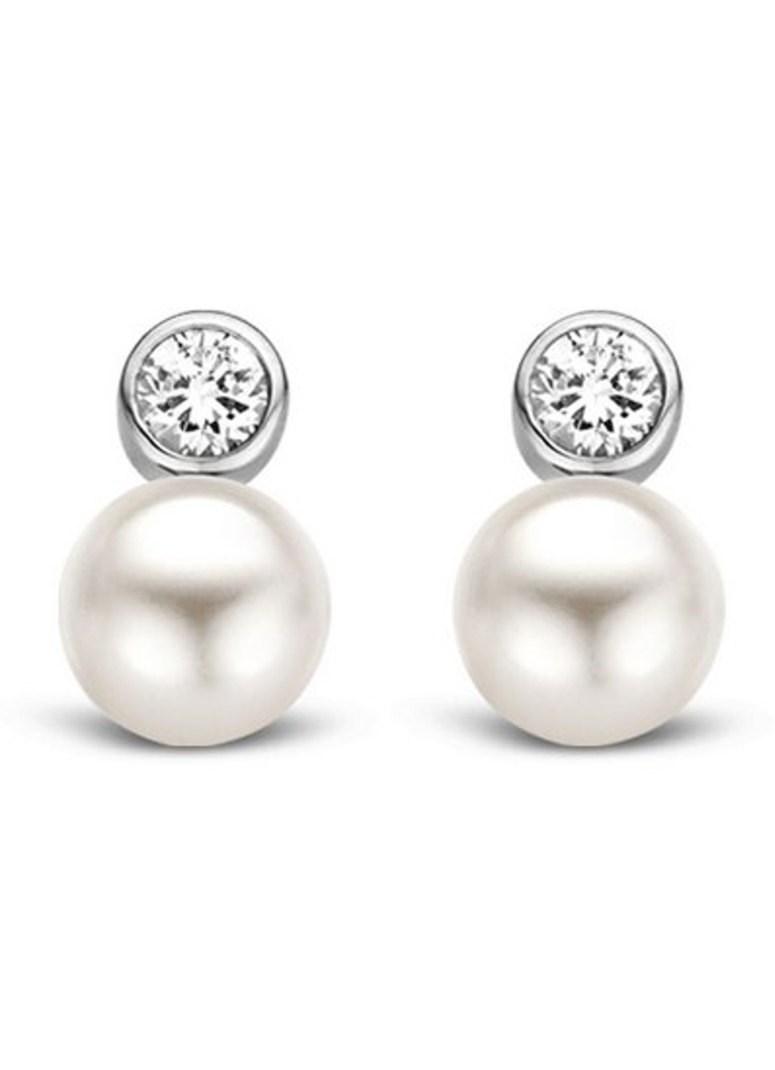 TI SENTO - Milano Oorstekers van zilver met zirkonia 7590PW - voorkant parelmoer