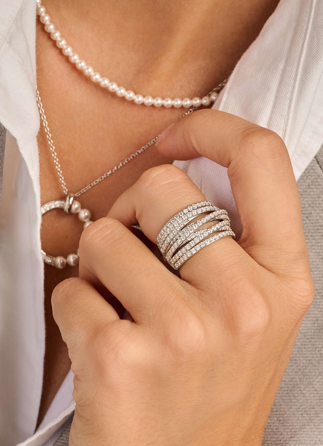 TI SENTO - Milano Ring met zirkonia 12431ZI - voorkant 2 zilver