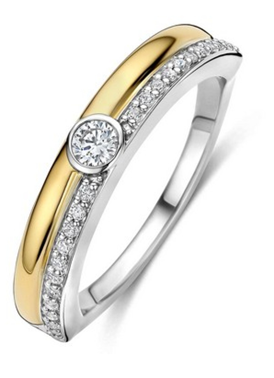 TI SENTO - Milano Ring met zirkonia 12433ZY - voorkant goud