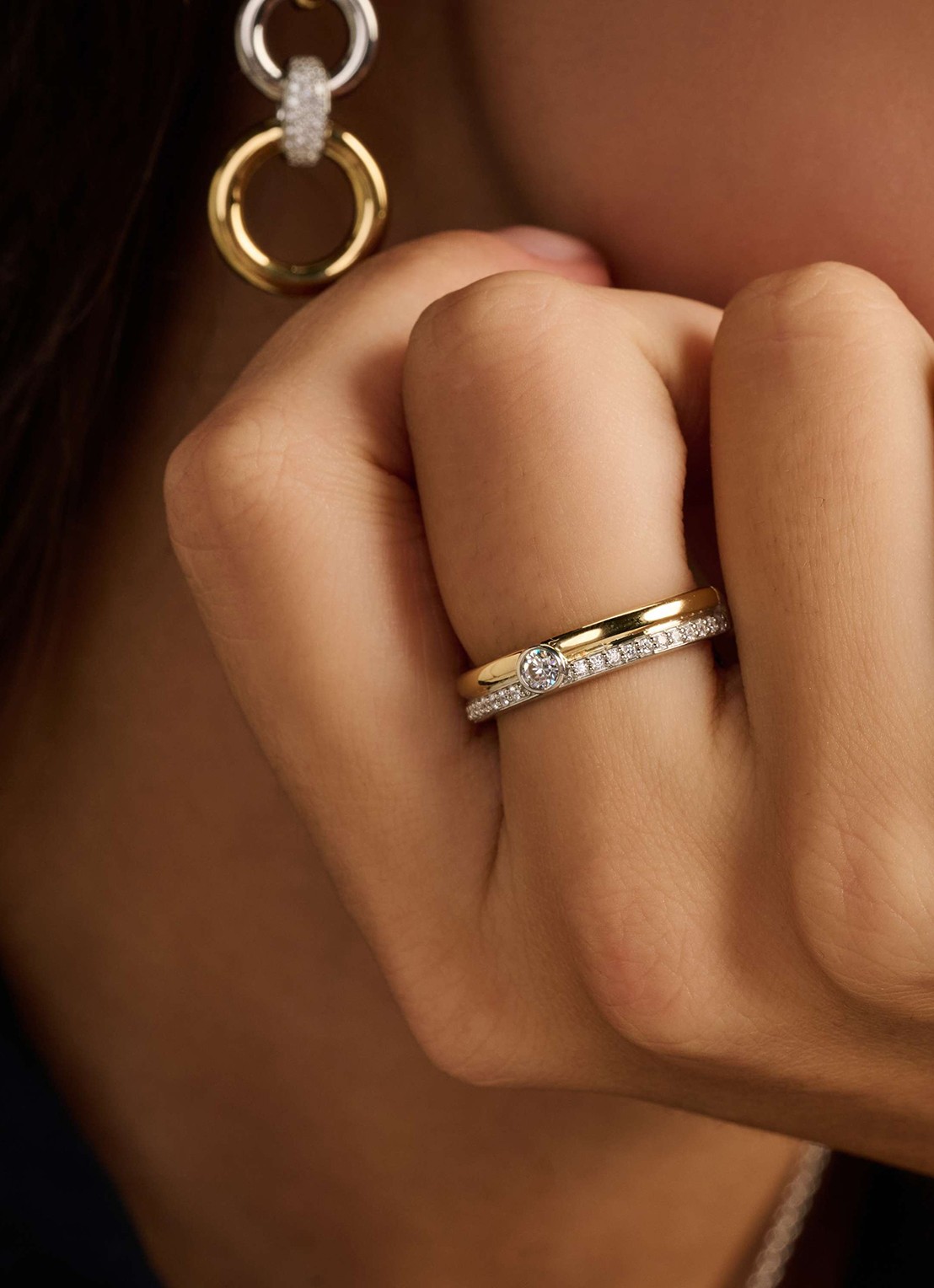 TI SENTO - Milano Ring met zirkonia 12433ZY - voorkant 2 goud