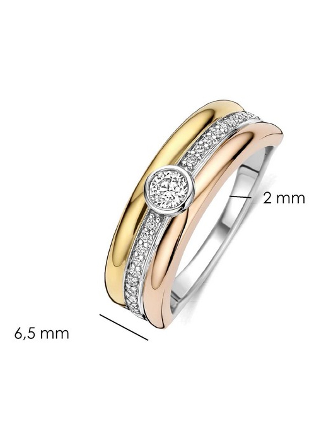TI SENTO - Milano Ring met zirkonia 12435TZ - detail 3 goud