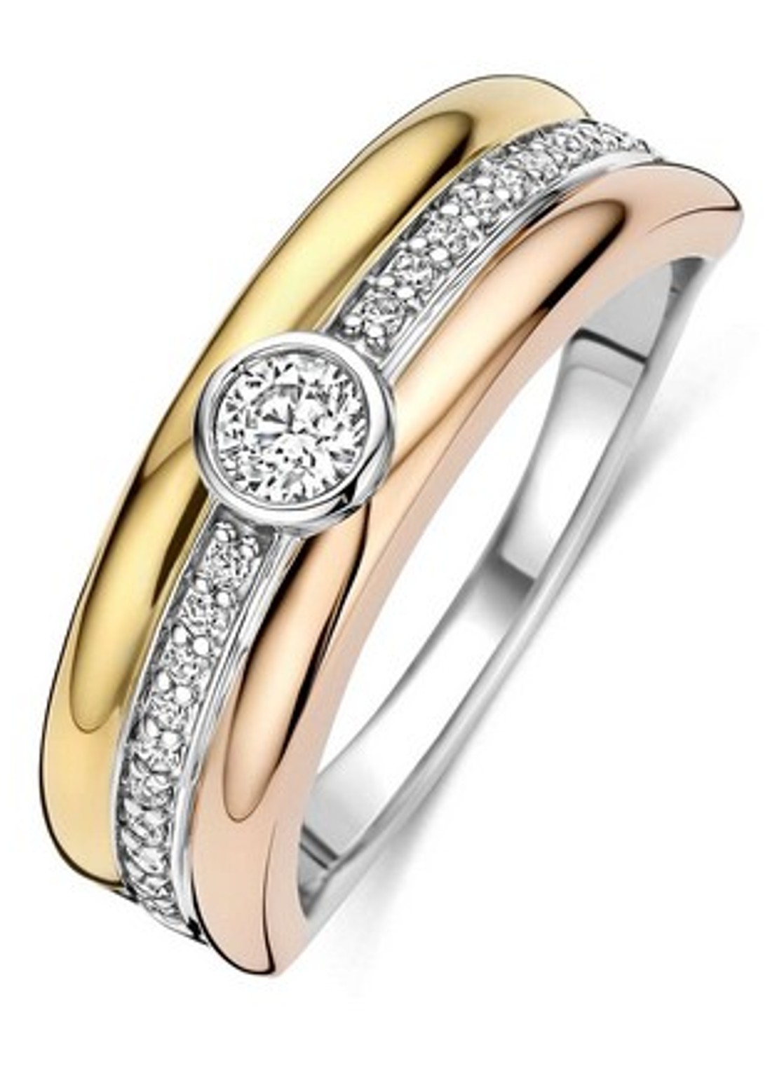 TI SENTO - Milano Ring met zirkonia 12435TZ - voorkant 4 goud