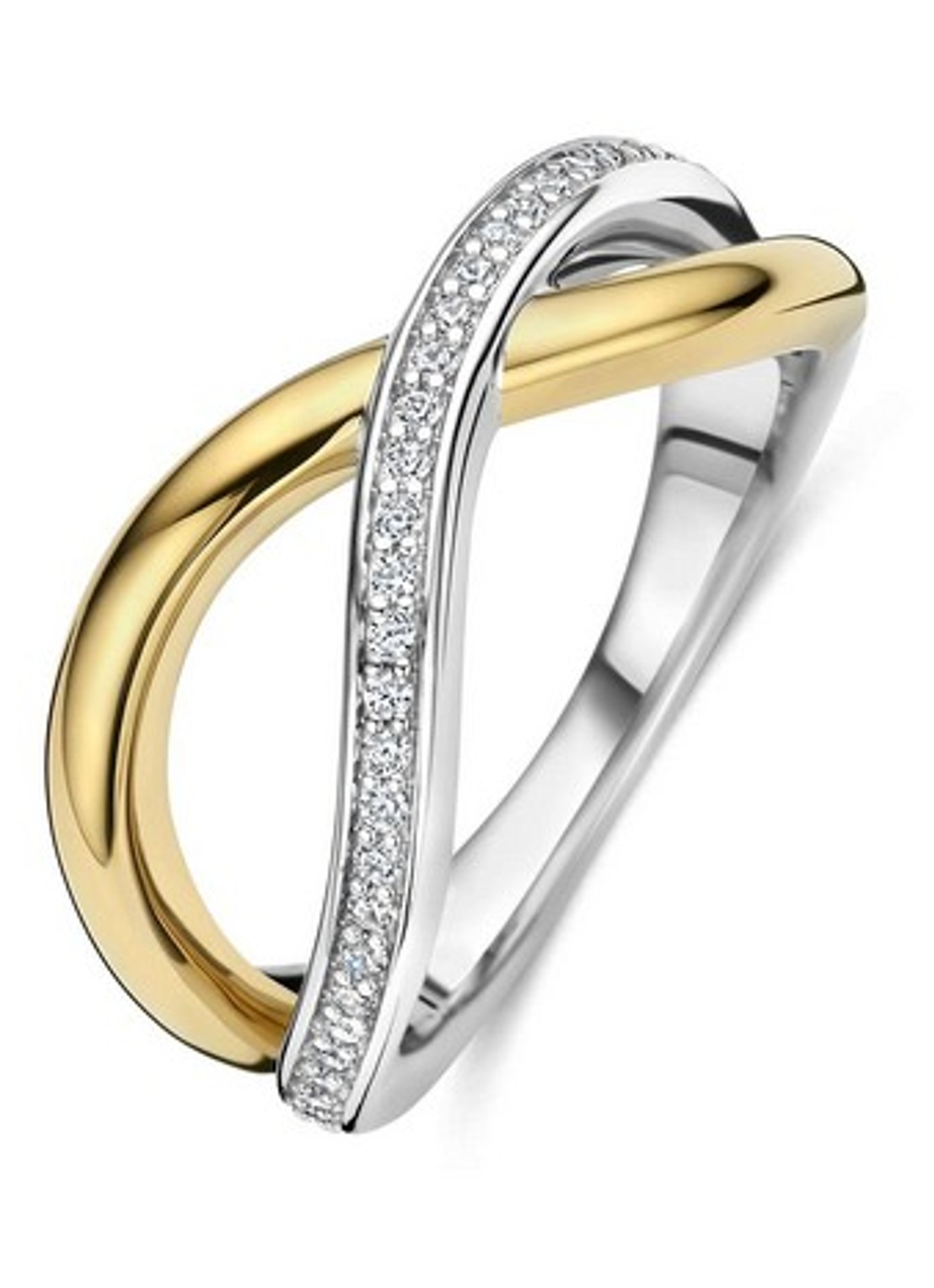 TI SENTO - Milano Ring met zirkonia 12436ZY - voorkant 4 goud