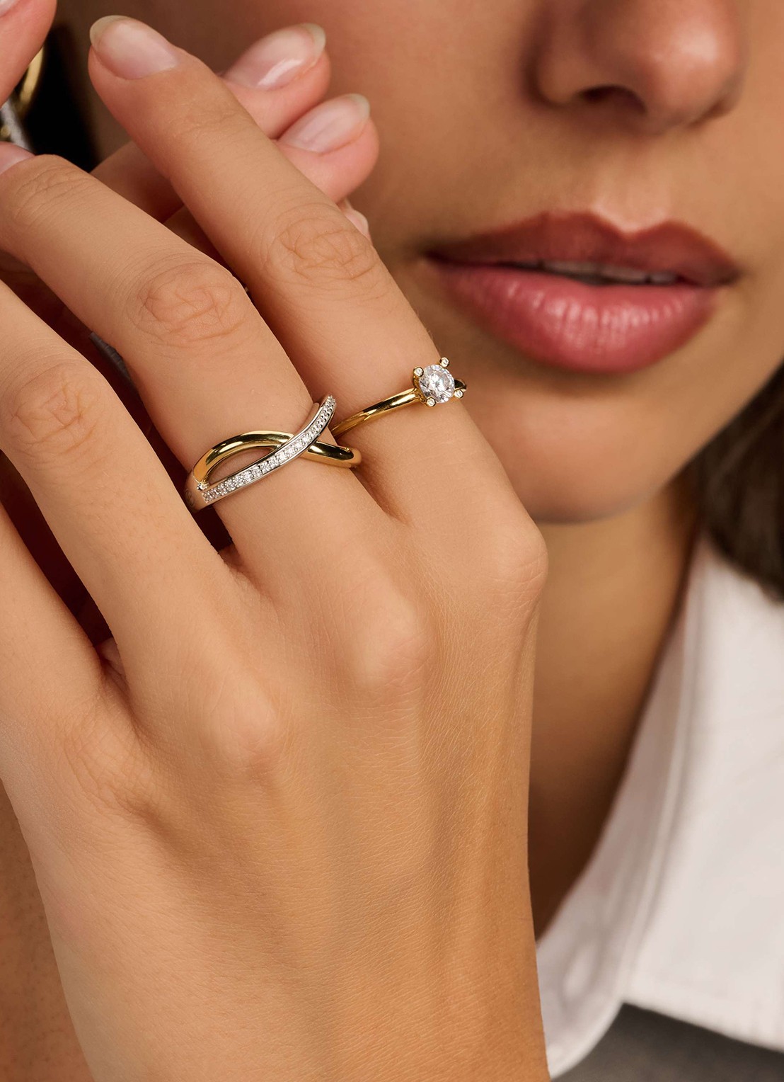 TI SENTO - Milano Ring met zirkonia 12436ZY - voorkant 5 goud