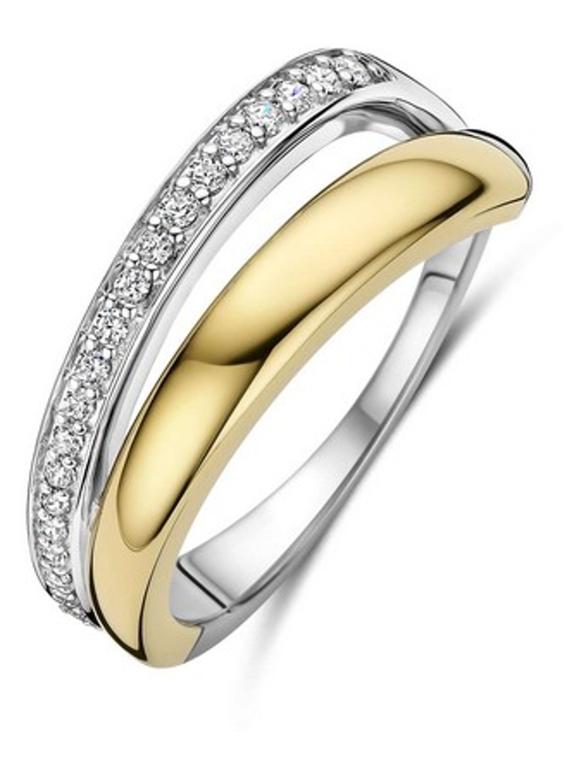 TI SENTO - Milano Ring met zirkonia 12441ZY - voorkant 4 goud