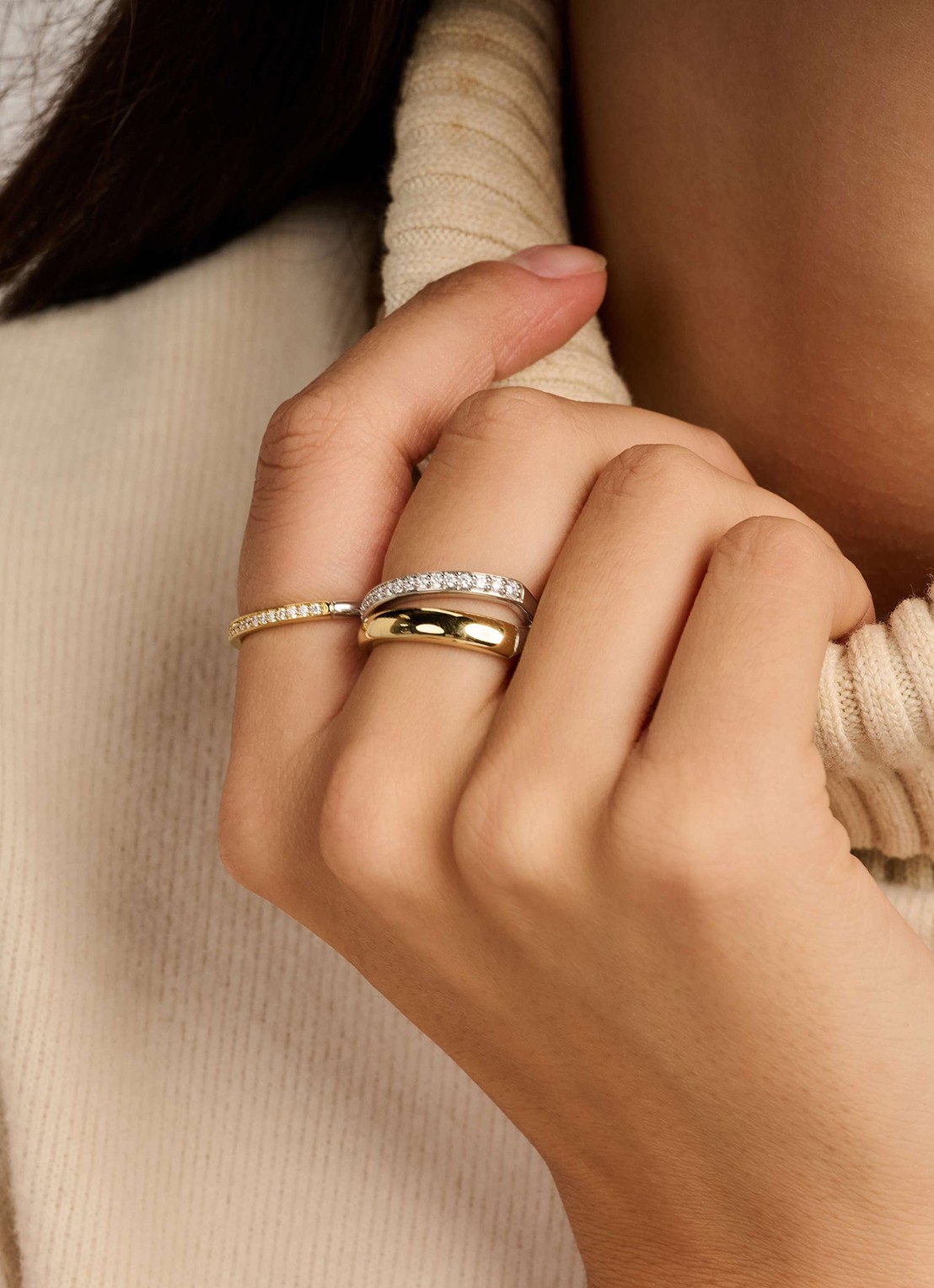TI SENTO - Milano Ring met zirkonia 12441ZY - voorkant 5 goud