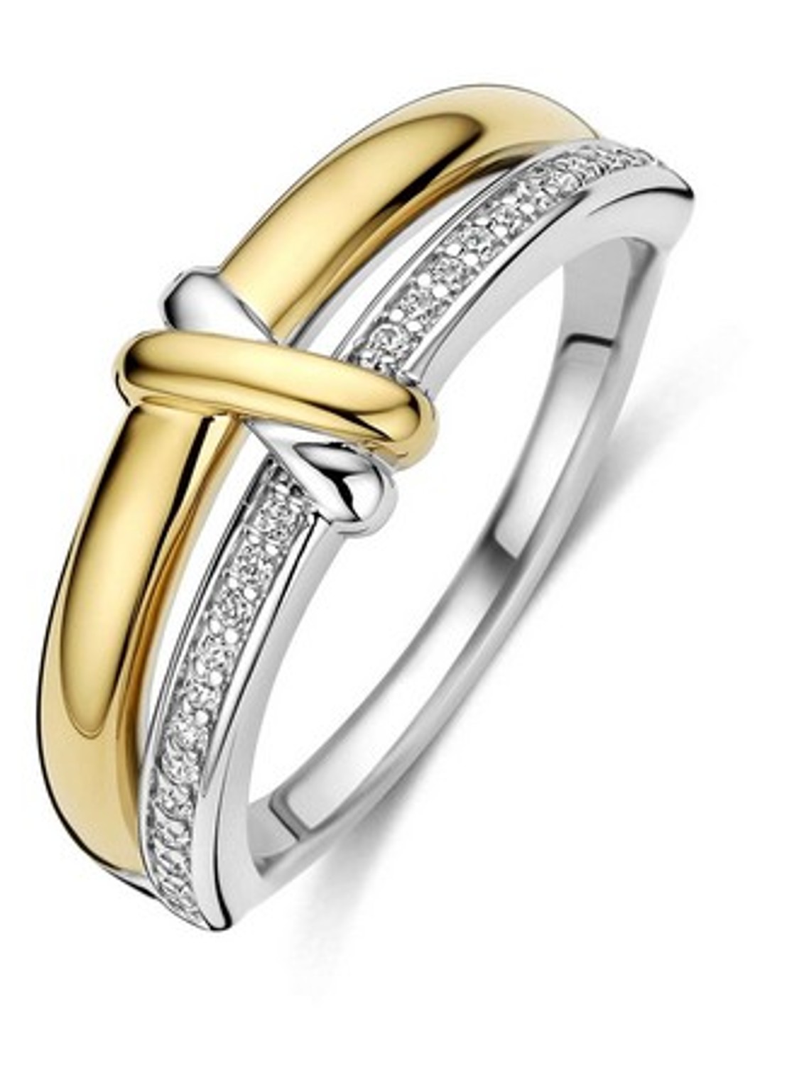 TI SENTO - Milano Ring met zirkonia 12442ZY - voorkant 4 goud