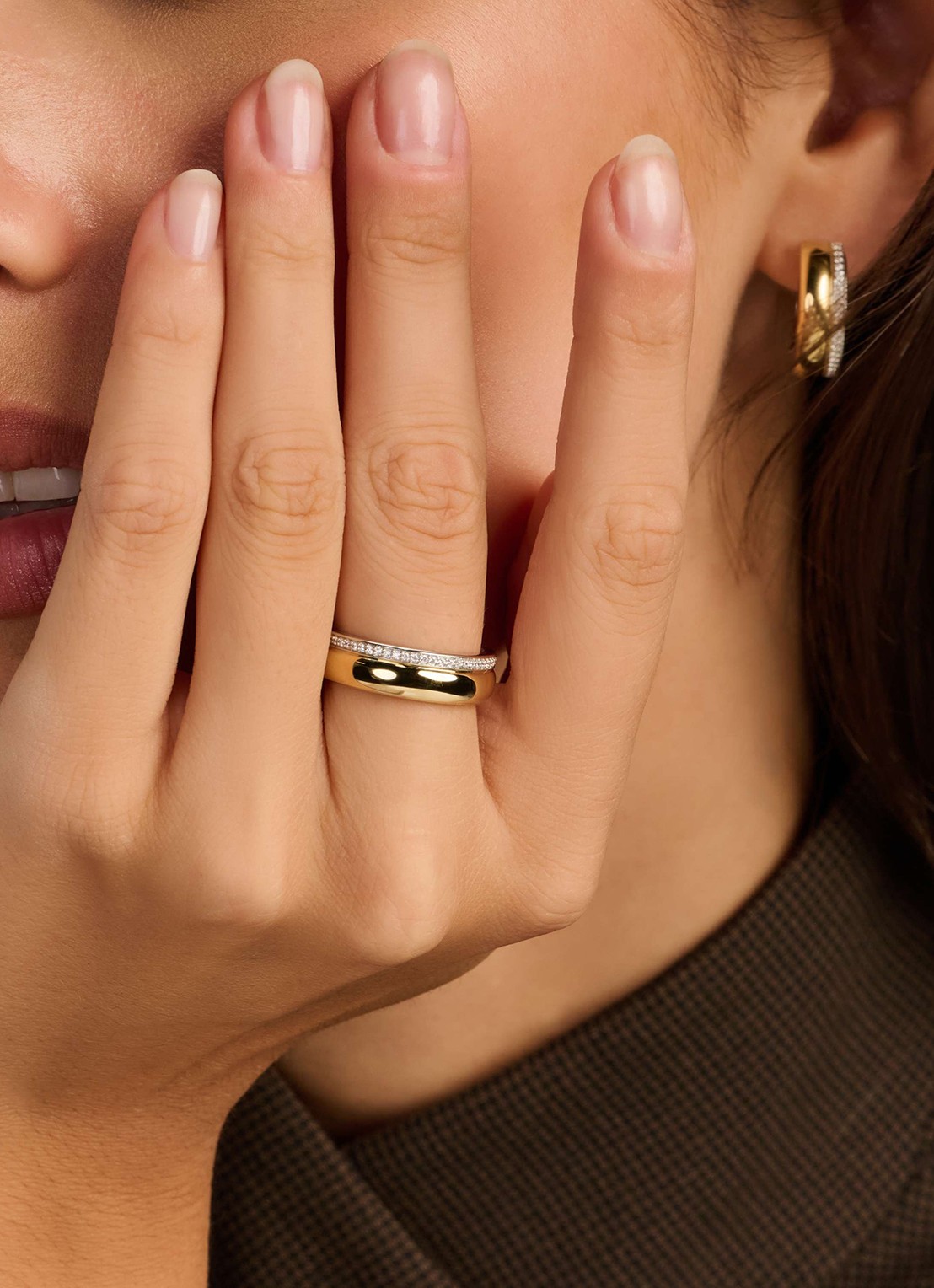 TI SENTO - Milano Ring met zirkonia 12448ZY - voorkant 5 goud