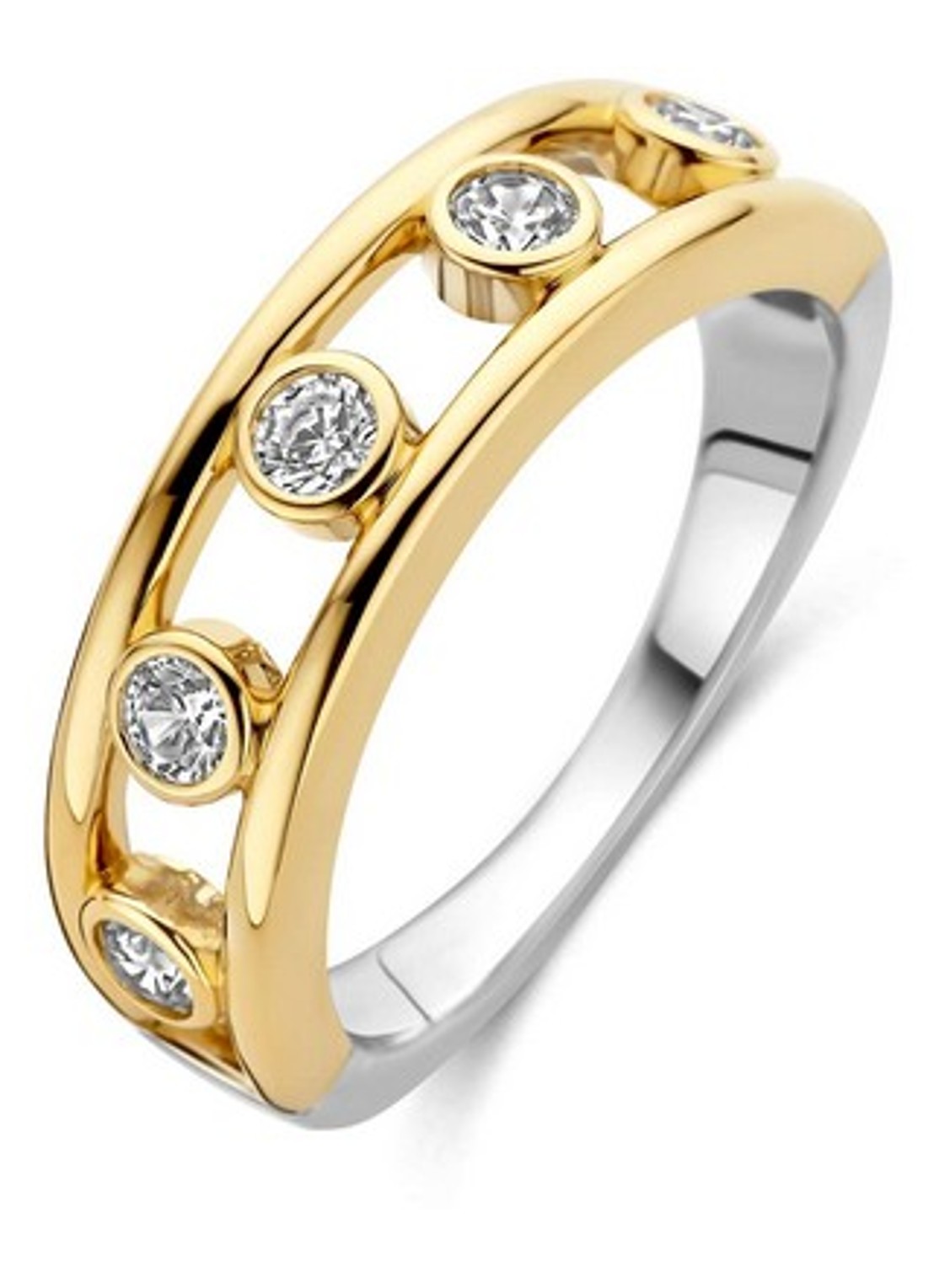 TI SENTO - Milano Ring met zirkonia 12455ZY - voorkant 4 goud