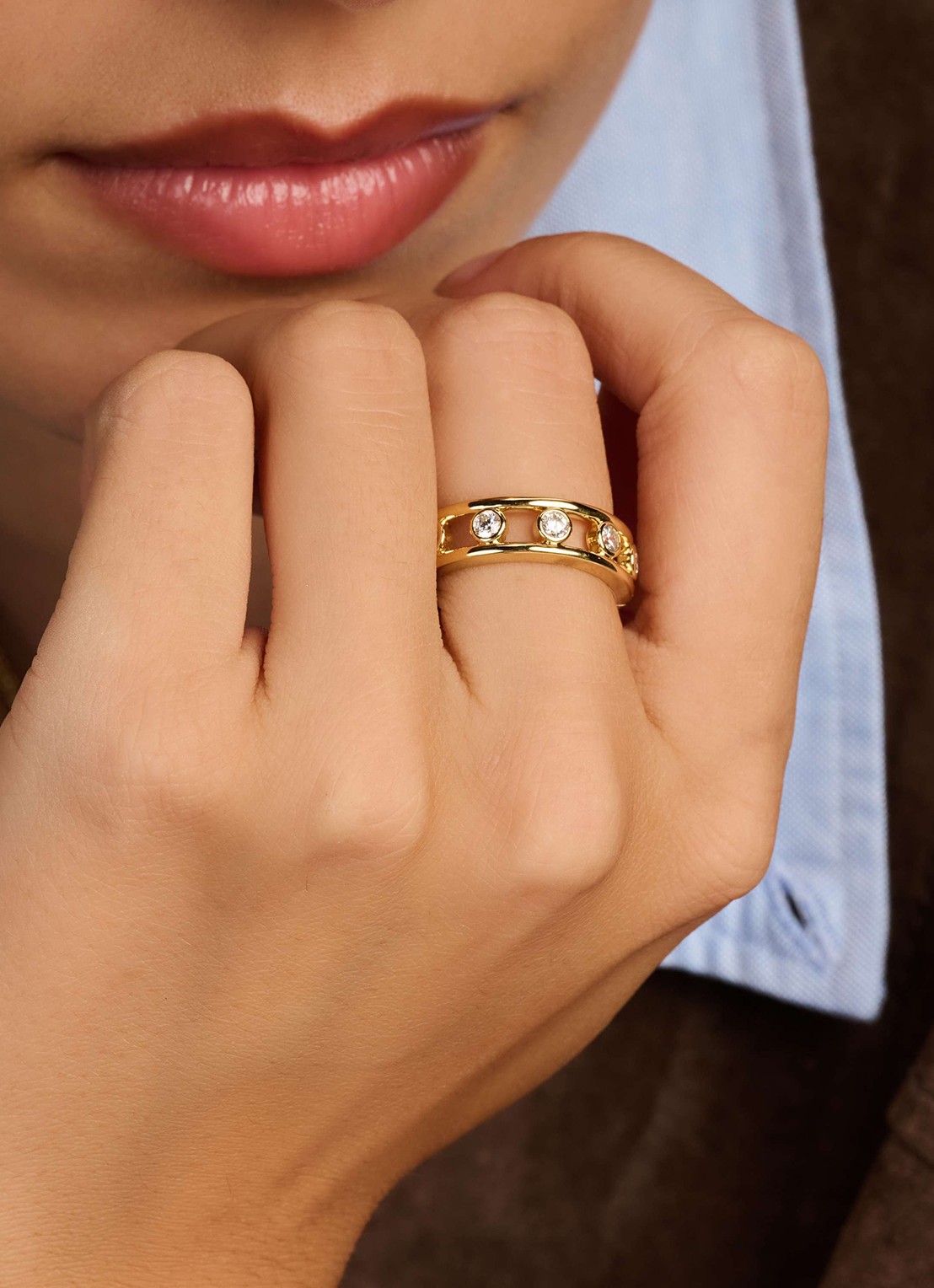 TI SENTO - Milano Ring met zirkonia 12455ZY - voorkant 5 goud
