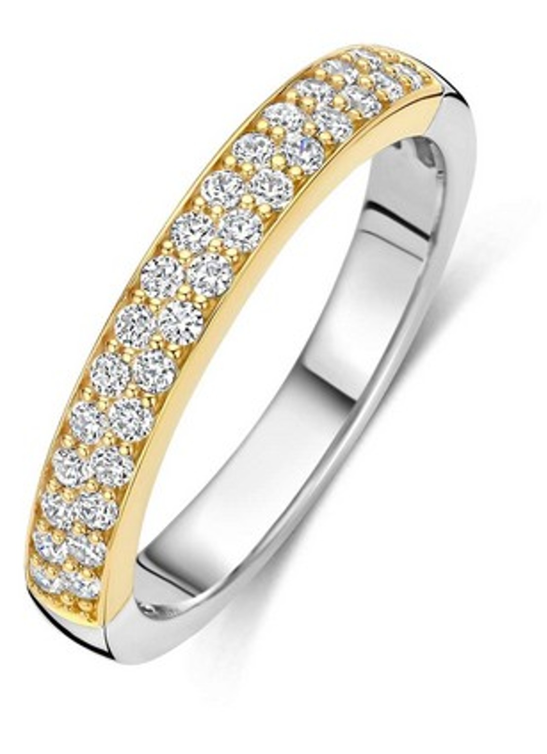 TI SENTO - Milano Ring met zirkonia verguld 1414YZ - voorkant 4 goud