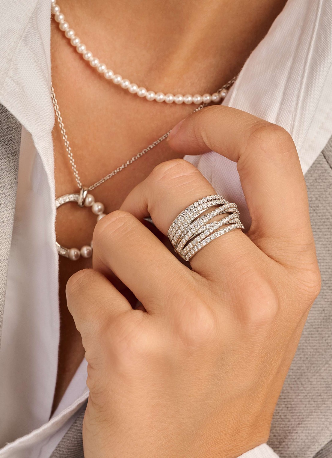 TI SENTO - Milano Ring van zilver met zirkonia 12430ZI - voorkant 2 zilver