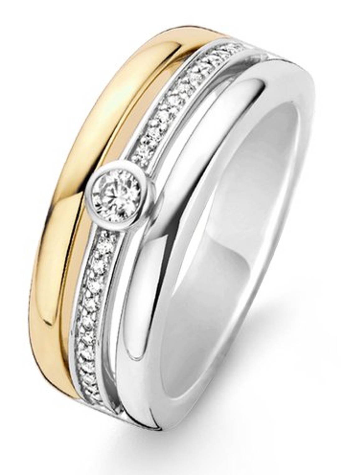 TI SENTO - Milano Ring verguld met zirkonia 12094ZY - voorkant 5 goud