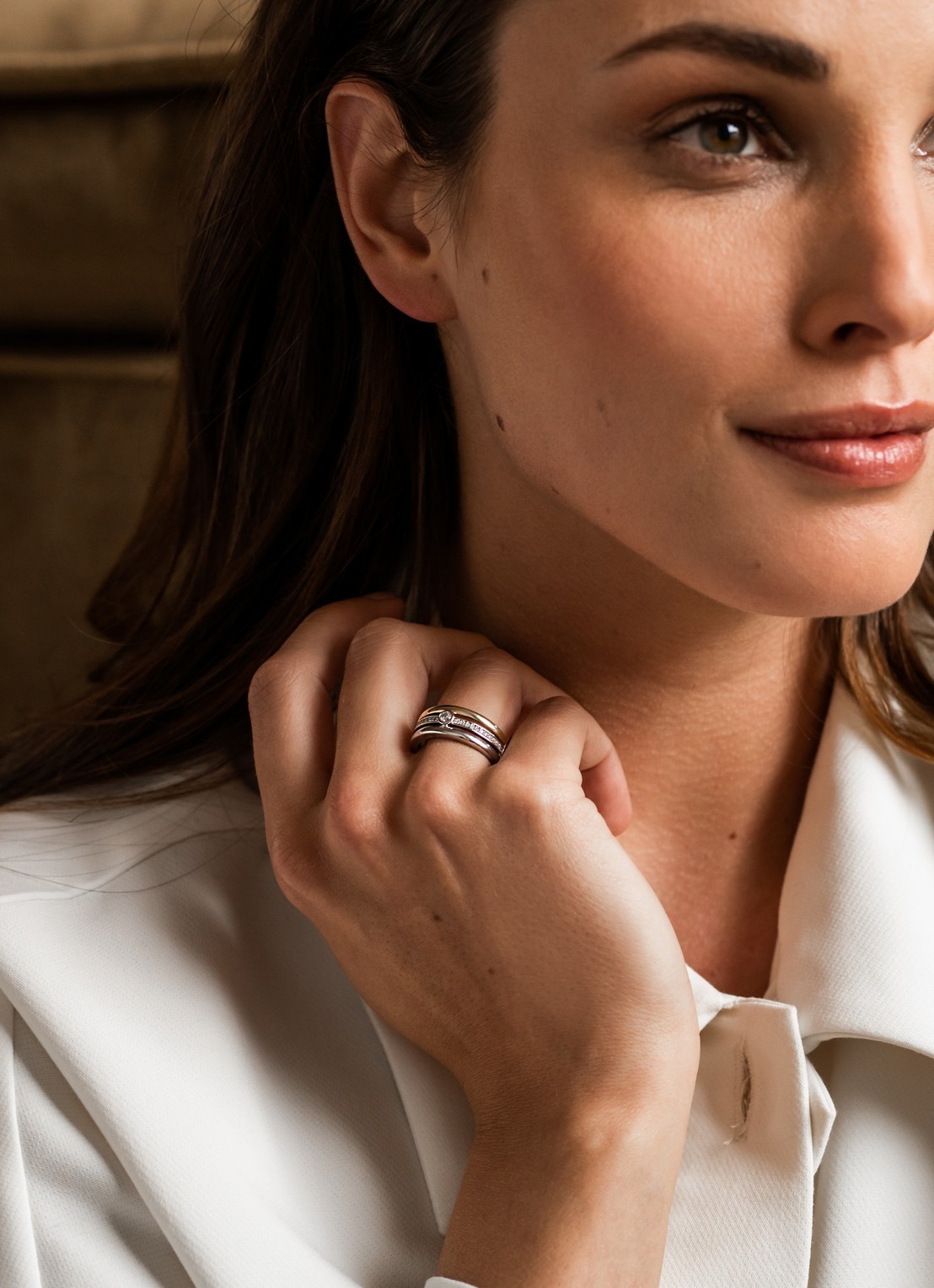TI SENTO - Milano Ring verguld met zirkonia 12094ZY - voorkant 6 goud