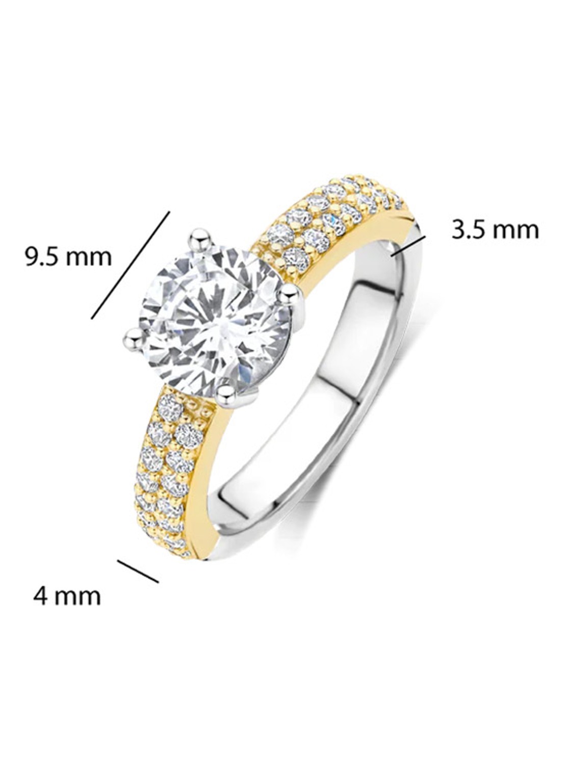 TI SENTO - Milano Ring verguld met zirkonia 1737ZY - detail 3 goud
