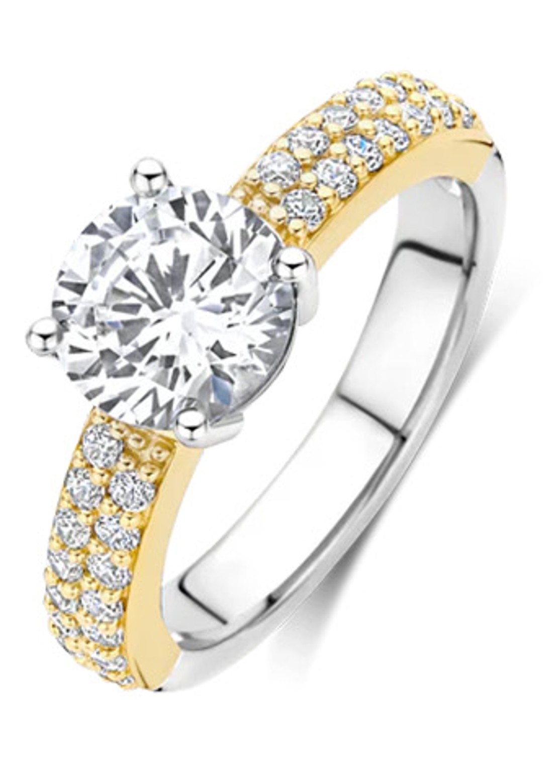 TI SENTO - Milano Ring verguld met zirkonia 1737ZY - voorkant 4 goud