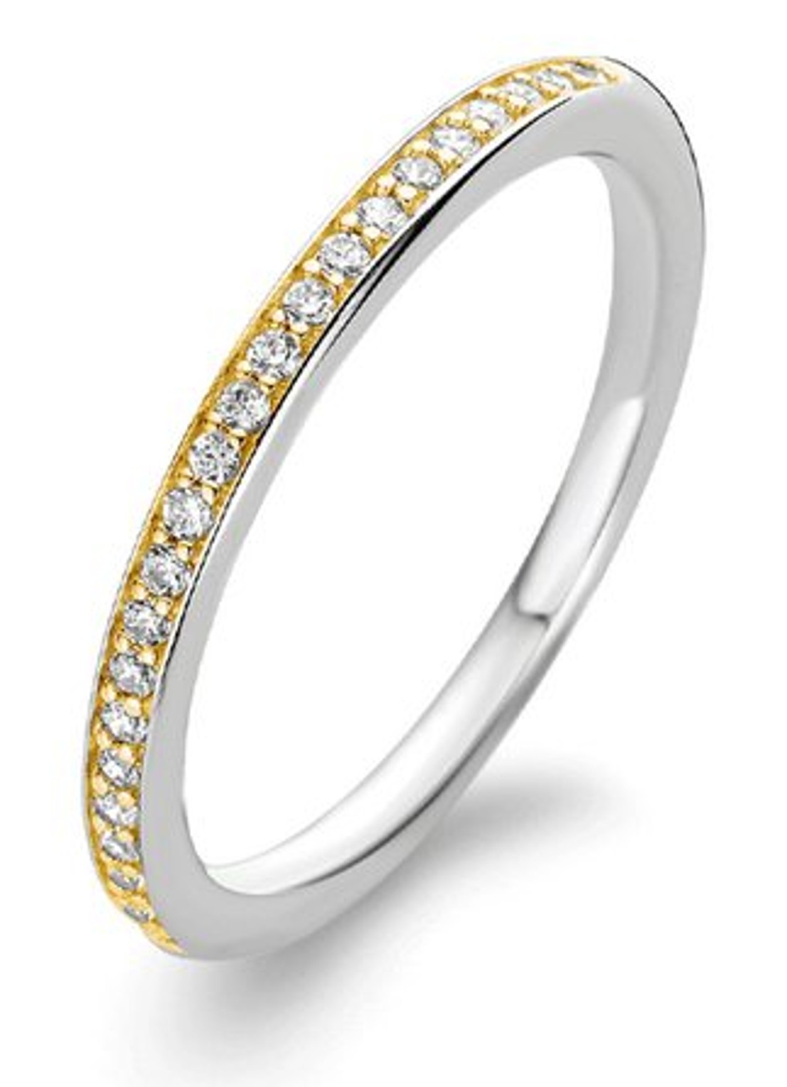 TI SENTO - Milano Ring verguld met zirkonia 1923ZY - voorkant 5 zilver