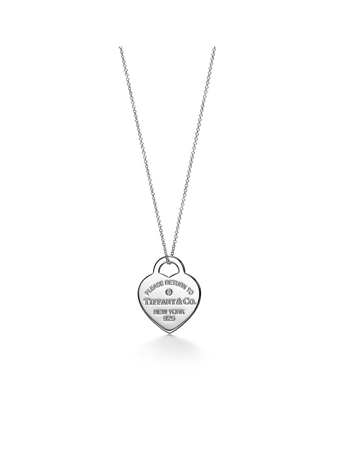 Tiffany & Co. Heart Tag Medium ketting van sterling zilver met diamant 18920 - voorkant undefined
