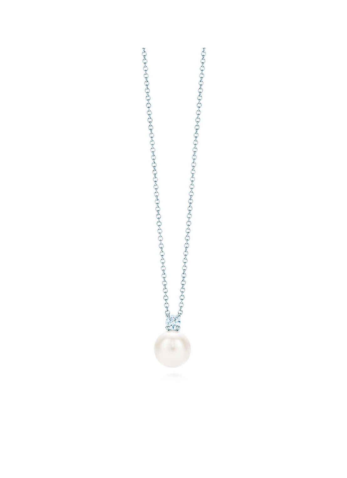 Tiffany & Co. Ketting van 18 karaat witgoud met parel en diamant 44785 - voorkant 2 undefined