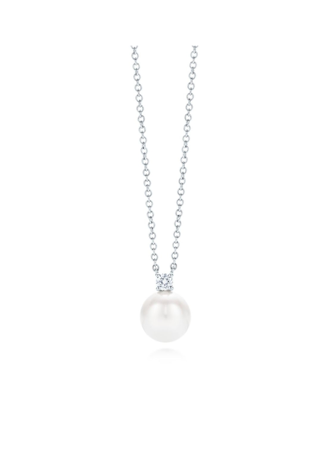 Tiffany & Co. Ketting van 18 karaat witgoud met parel en diamant 44787 - voorkant 2 undefined