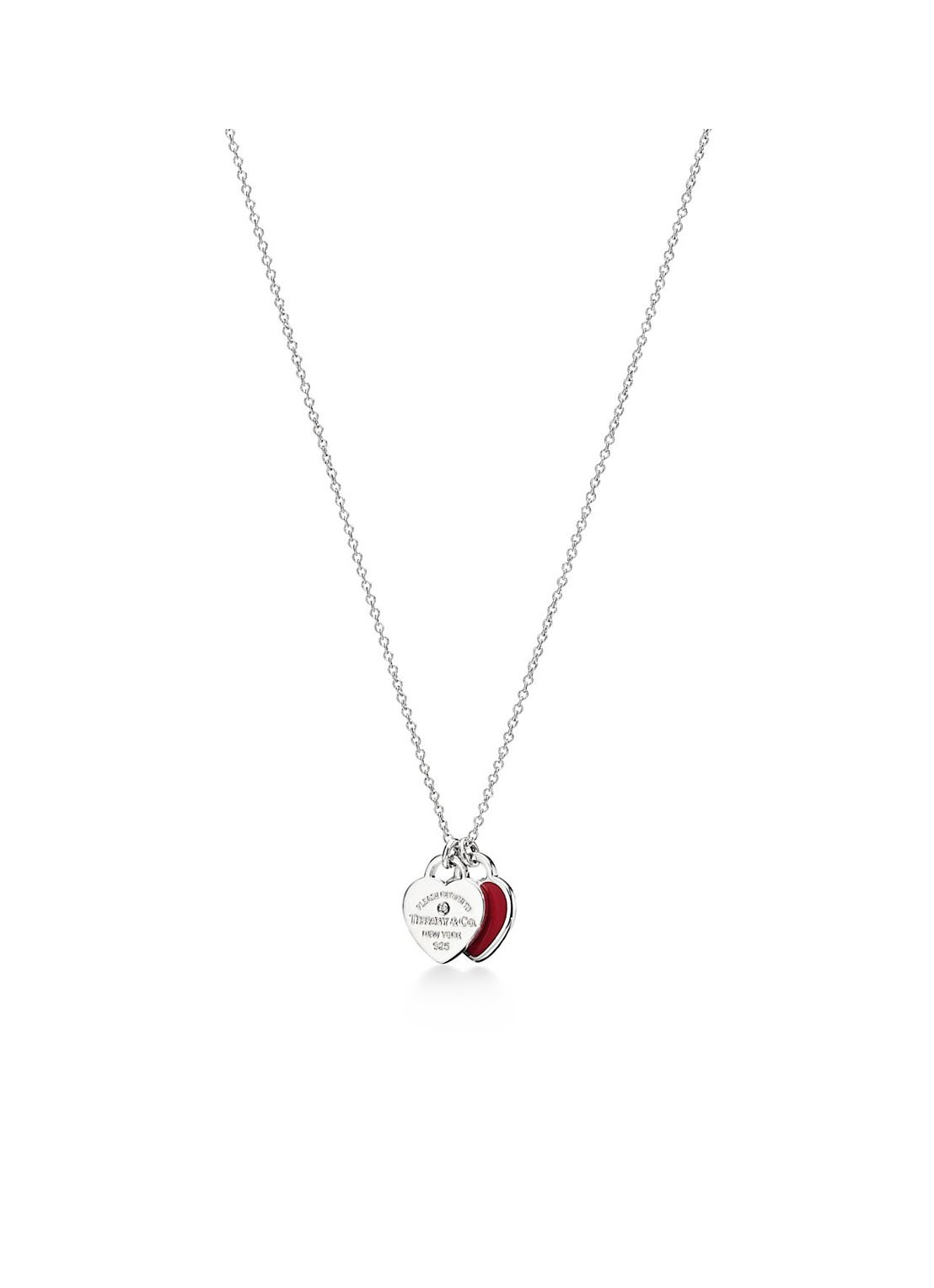 Tiffany & Co. Red Double Heart Tag Mini ketting van sterling zilver met diamant 52956 - voorkant 4 undefined