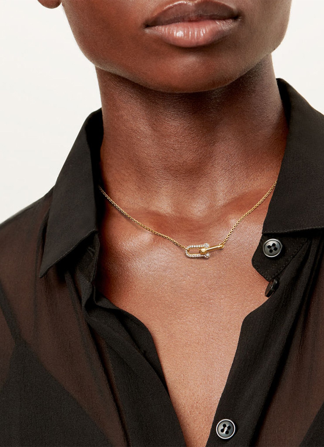 Tiffany & Co. Tiffany HardWear Double Link ketting van 18 karaat geelgoud met diamant 84802 - detail undefined