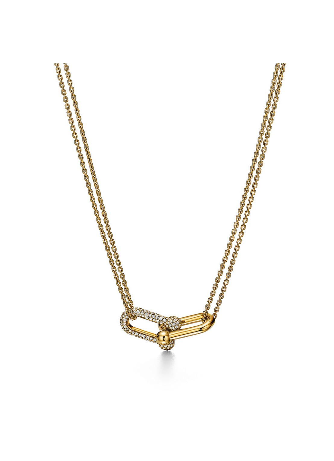 Tiffany & Co. Tiffany HardWear Large Double Link van 18 karaat geelgoud met pavé diamant 55091 - voorkant undefined