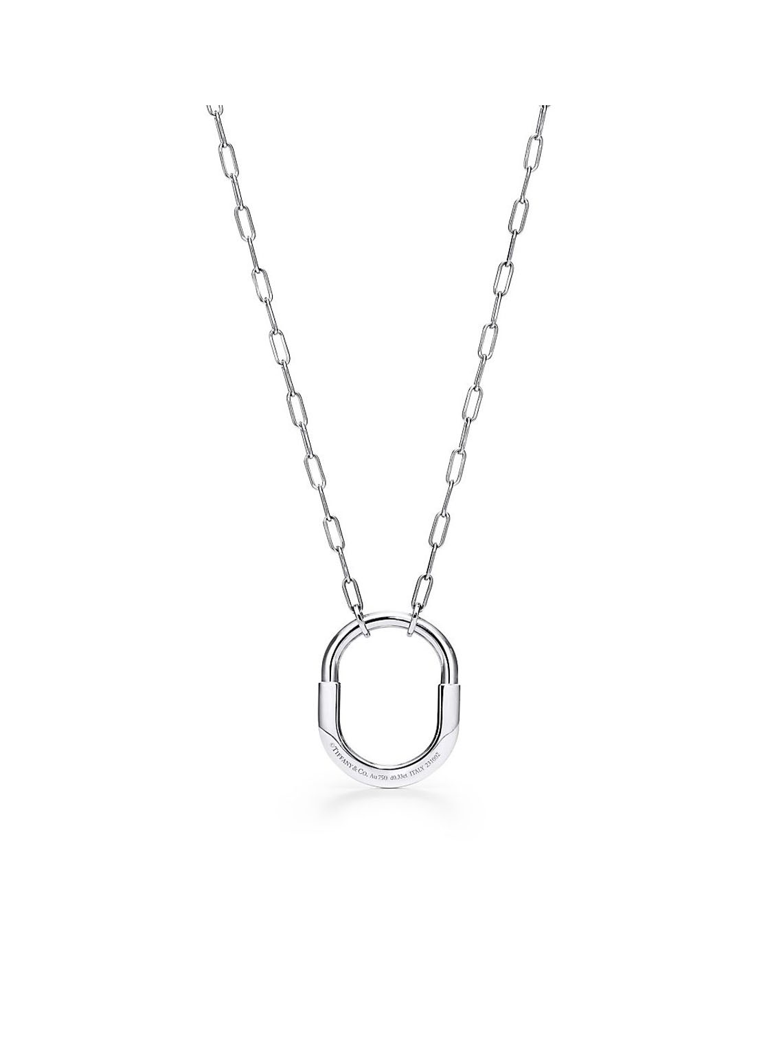 Tiffany & Co. Tiffany Lock medium hanger van 18 karaat witgoud met diamanten 77290 - detail undefined