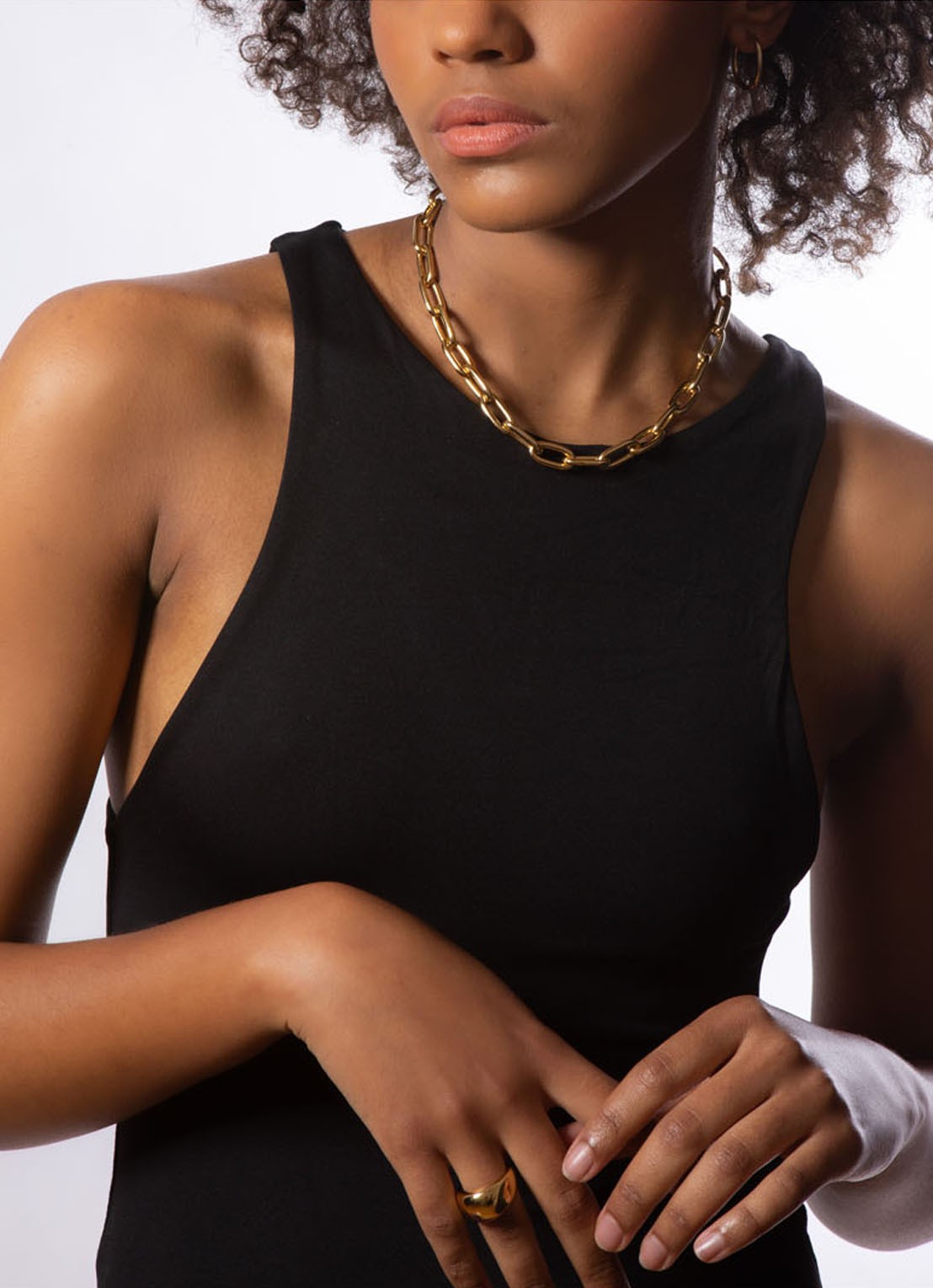 Tilly Sveaas Small Oval schakelketting verguld - voorkant 3 goud