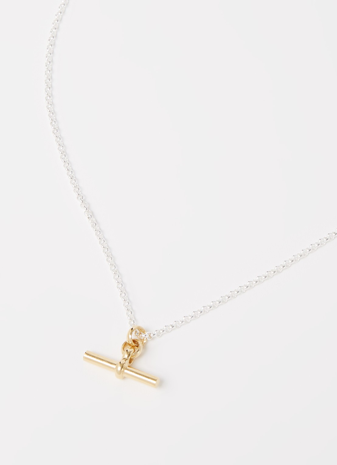 Tilly Sveaas T Bar schakelketting van zilver - detail zilver