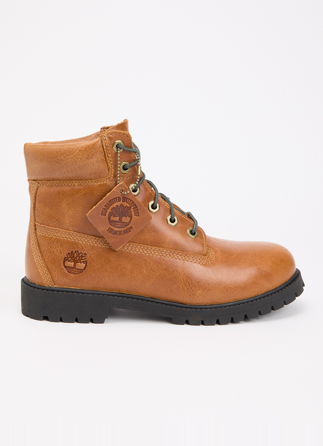 Timberland Biker boot van leer met logo - voorkant roestbruin